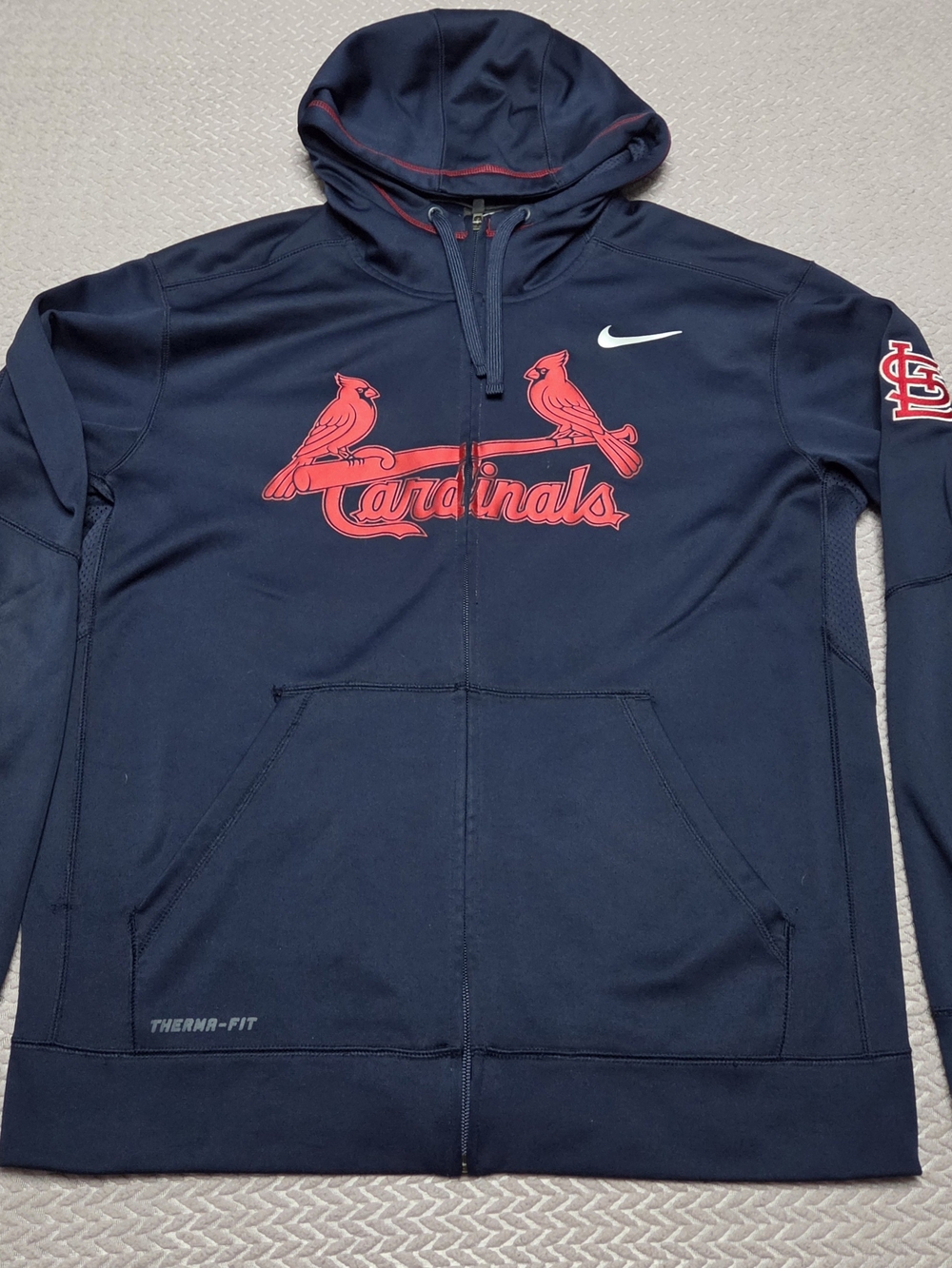 Nike St. Louis Cardinals Navy Therma-FIT Full-Zip Hoodie